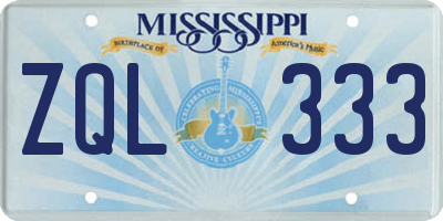 MS license plate ZQL333