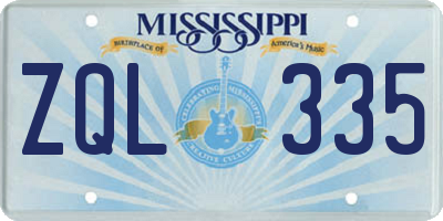 MS license plate ZQL335