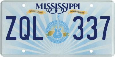 MS license plate ZQL337