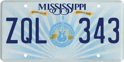 MS license plate ZQL343