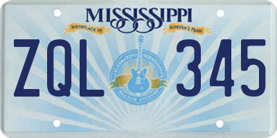 MS license plate ZQL345