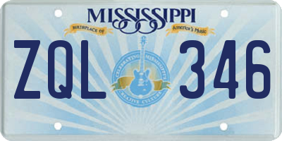 MS license plate ZQL346