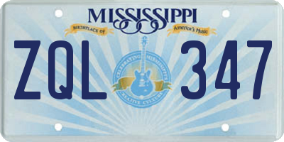 MS license plate ZQL347