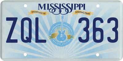 MS license plate ZQL363