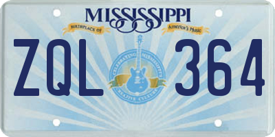 MS license plate ZQL364