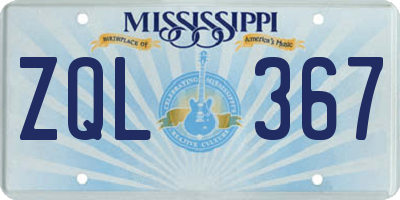 MS license plate ZQL367