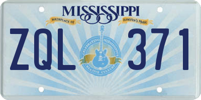 MS license plate ZQL371