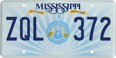 MS license plate ZQL372