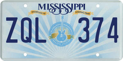 MS license plate ZQL374