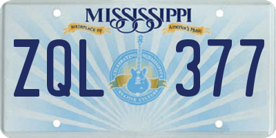 MS license plate ZQL377