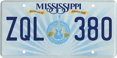 MS license plate ZQL380