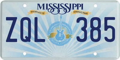 MS license plate ZQL385