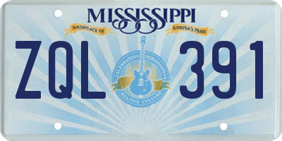 MS license plate ZQL391