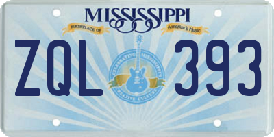 MS license plate ZQL393