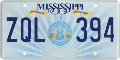 MS license plate ZQL394