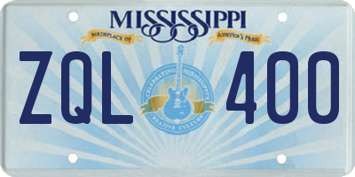 MS license plate ZQL400