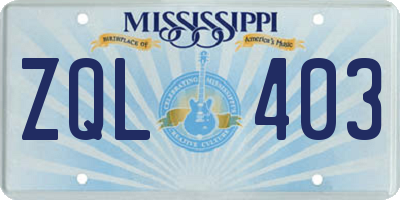 MS license plate ZQL403