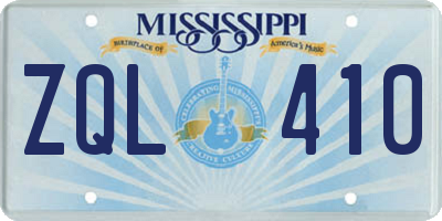 MS license plate ZQL410