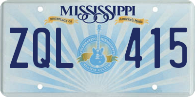 MS license plate ZQL415