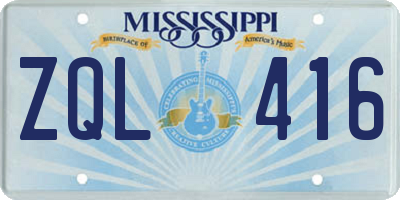 MS license plate ZQL416