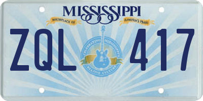 MS license plate ZQL417