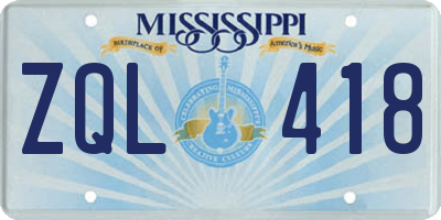 MS license plate ZQL418