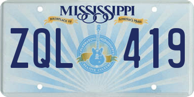 MS license plate ZQL419