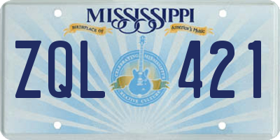 MS license plate ZQL421