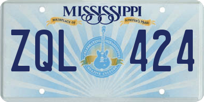 MS license plate ZQL424