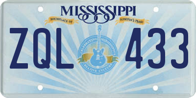 MS license plate ZQL433