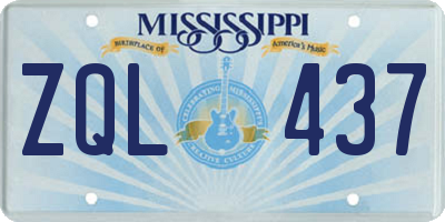 MS license plate ZQL437