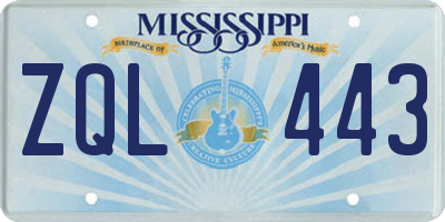 MS license plate ZQL443