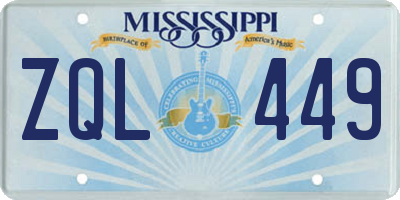 MS license plate ZQL449