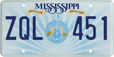 MS license plate ZQL451