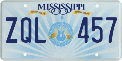 MS license plate ZQL457