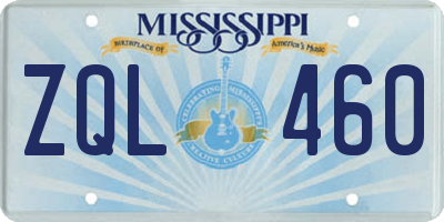 MS license plate ZQL460