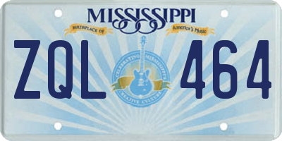 MS license plate ZQL464