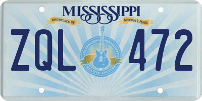 MS license plate ZQL472