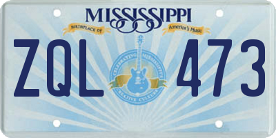 MS license plate ZQL473