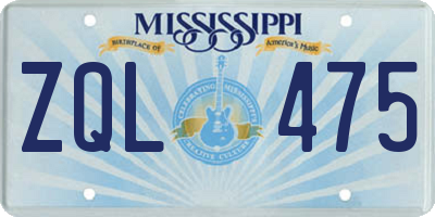 MS license plate ZQL475