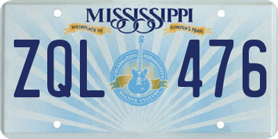 MS license plate ZQL476