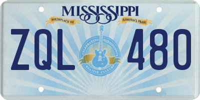 MS license plate ZQL480