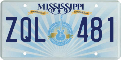 MS license plate ZQL481