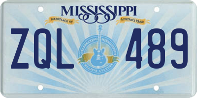 MS license plate ZQL489