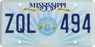 MS license plate ZQL494