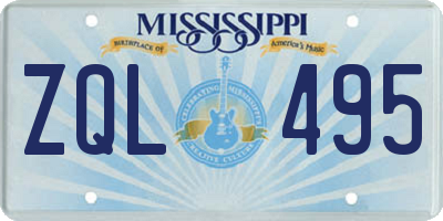 MS license plate ZQL495