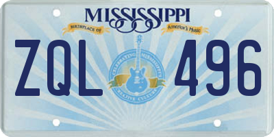 MS license plate ZQL496