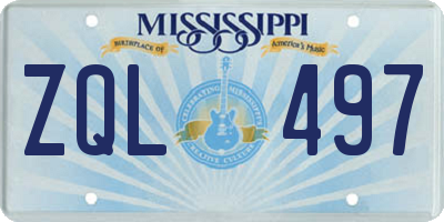 MS license plate ZQL497