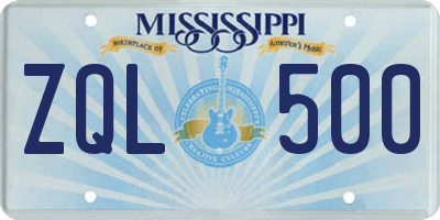 MS license plate ZQL500