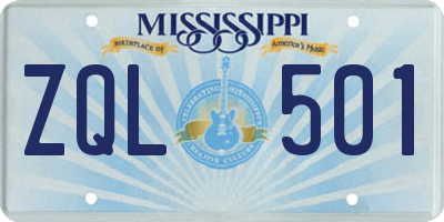 MS license plate ZQL501